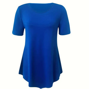 Camisetas de manga corta para mujer de alta calidad, venta al por mayor, moda de verano, ropa de cuello redondo, técnica teñida lisa - Product Image 4