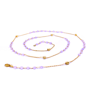 À la mode 925 Sterling Silver Rose Quartz Gemstone Plaqué Or Dames Porter Lien Chaîne Collier Ensemble - Product Image 2