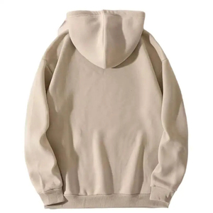 Sudadera con Capucha Extra Grande Beige Personalizada para Hombre, Capucha de Doble Capa, Bolsillo Tipo Canguro, Sudadera de Felpa Francesa de Primera Calidad, Estilo Urbano - Product Image 4