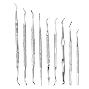 Empujador de cutículas de uñas de acero inoxidable de doble cara plateado, herramientas de manicura para limpieza de cutículas y suciedad - Product Image 1