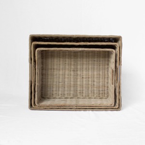 Juego de 3 cestas rectangulares de ratán hechas a mano, cestas de almacenamiento al por mayor, ecológicas, hechas en Vietnam - Product Image 2
