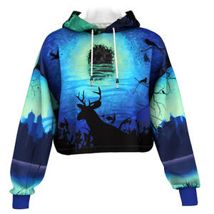 Precio de Venta caliente Sudaderas con capucha recortadas Mujeres Precio al por mayor Sudaderas con capucha recortadas de impresión de gran tamaño En stock Sudaderas con capucha recortadas Mujeres - Product Image 1