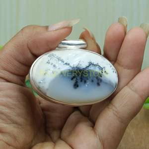 Grand pendentif en opale dendritique, pendentif en argent sterling 925, pendentif statement, collier, bijoux en opale dendritique, cadeau pour femme - Product Image 4