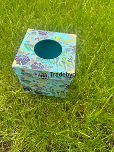 Porta Cajas de Pañuelos de Madera Cuadrada Hecha a Mano con Esmalte Impreso Ecológico para el Hogar, Hotel o Restaurante - Product Image 2