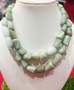 Prêt à expédier collier de perles de pierre d'aigue-marine naturelle pépites lisses perles de culbutage - Product Image 6