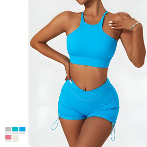 ชุดเซ็ตกางเกงขาสั้นสำหรับเล่นโยคะฟิตเนสทำจากโพลีเอสเตอร์ผ้าสแปนเด็กซ์ออกแบบได้ตามต้องการ - Product Image 6