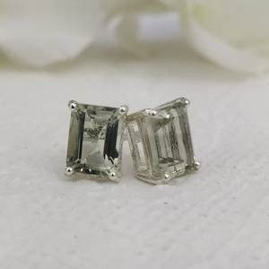 Green Amethyst Stud Solid 925 Sterling <b>Silver</b> Trendy Design Push Back <b>Earrings</b> Women's Anniversary Birthday Gift <b>Pearl</b> Main - Product Image 2
