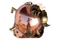 Casque de plongée antique de la marine américaine de 18 pouces, en cuivre, en laiton, en fer, décoration d'intérieur, casque de plongée en eaux profondes avec base
