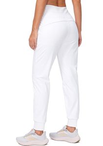 กางเกงวอร์มขายาวเอวสูงยืดแบบลำลองสำหรับผู้หญิงกางเกงวิ่งขาตรงมีกระเป๋าโลโก้สไตล์สตรีทแบบเรียบ - Product Image 4