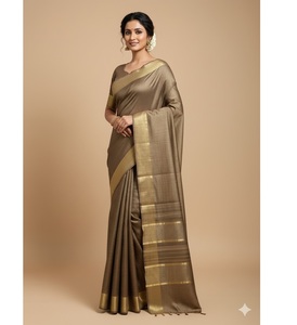 Sari en soie Tussar pure multicolore, de qualité supérieure et élégant pour femmes, avec une texture luxueuse et un attrait traditionnel magnifique, en provenance d'Inde - Product Image 1