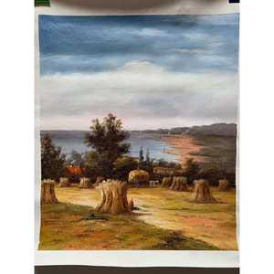 Dipinto a Olio 100% Fatto a Mano in Stile Art Déco 20 In24, Design Classico di Campo su Tela Nera, Astratto per Decorazione Murale - Product Image 4