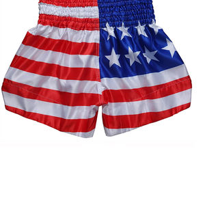 Wholesale <b>Pink</b> Satin Muay Thai <b>Shorts</b> Custom Digital Print Swallow Boxing Trunks Breathable for Women and <b>Men</b> - Product Image 5