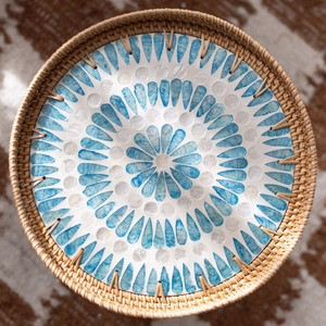 Mesa de mimbre de lujo al mejor precio para el centro del hogar, mesas circulares con incrustaciones de nácar de alta calidad - Product Image 5