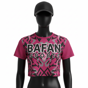 T-shirt court pour femme, mode féminine, tissu polyester et élasthanne de haute qualité, respirant, logo par sublimation, t-shirt court en coton pour femme - Product Image 6