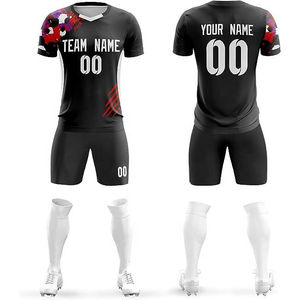 Uniforme de football personnalisé de haute qualité, sublimé, manches courtes, léger, respirant, unisexe, pour les acheteurs en gros - Product Image 1