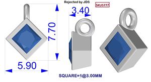 Amuleto de Plata de Ley con Baño de Oro, Engaste de Bisel, Forma Cuadrada, Esmeralda, Regalo - Product Image 2