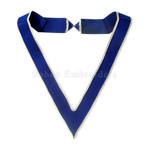 ROSE CROIX Collarette 30e degré de ruban noir entièrement brodée à la main avec bordure argentée sur les deux bords (BH-M-1067) - Product Image 4