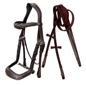 MH Global Export Bride de cheval en cuir avec logo personnalisé Tailles Full/Cob // Échantillon d'utilisation équestre X-Full disponible - Product Image 2