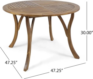 Table à manger ronde d'extérieur en bois d'acacia au design moderne et portable avec cadre pour la plage, l'hôtel et la durabilité. - Product Image 2