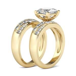 Anillo de Plata de Ley con Diamantes de Corte Princesa Diagonal Jeulia - Product Image 3