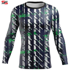 Vente chaude Hommes Plein Imprimé O Cou Rash Guards Sublimé À Manches Longues Polyester Sur Mesure À Séchage Rapide Compression Chemises Hommes - Product Image 1