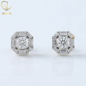 สินค้าใหม่ 1CT ต่างหูเพชร Moissanite ทรงกลม, ต่างหูสตั๊ด Moissanite, ต่างหูสตั๊ด Unisex ที่ผ่านการรับรอง GRA - Product Image 4