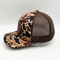 Gorras de Camionero con Parche de Cuero con Logotipo Personalizado de Vietnam, Gorras de Camionero con Estampado de Camuflaje de Pato, Gorra de Camionero de 6 Paneles, Gorras de Camionero 112, Gorras de Malla