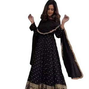 Salwar Kameez indien pour femmes, style décontracté, longueur au sol, viscose, élégant, motif floral, non cousu - Product Image 1