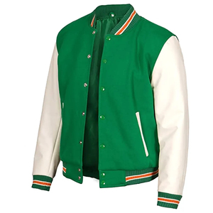 แจ็คเก็ตเบสบอลบอมเบอร์ผ้าแคนวาสเคลือบสำหรับผู้ชาย ขายส่ง ปรับแต่งโลโก้ด้านหน้าได้ สำหรับฤดูหนาว - Product Image 1