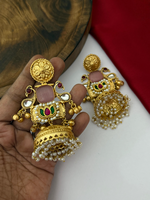 Anting-anting Gaya Amrapali Tradisional dari Kuningan untuk Wanita, Anting-anting Gantung yang Menarik, Perhiasan India Bergaya Vintage untuk Hadiah Pernikahan
