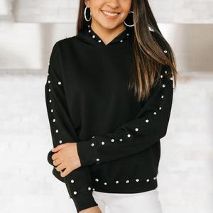 เสื้อฮู้ดผ้าฝ้าย100% สำหรับผู้หญิงมีลายปักพลอยเทียมเสื้อผ้าแนวสตรีทโลโก้ด้านหน้าสำหรับฤดูหนาว/ฤดูใบไม้ร่วง - Product Image 1