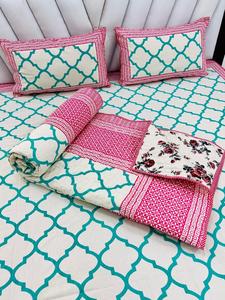 Sábana de algodón multicolor, juego de cama de algodón puro hecho a mano con edredón, 2 fundas de almohada, lujo moderno para el hogar y el hotel, venta al por mayor - Product Image 3