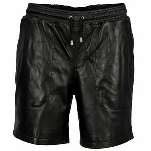 Casual Men's Genuine PU Leather Shorts Loose Low Oversized XS Size with <b>Side</b> <b>Black</b> Laces Short Pants - Product Image 1