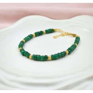 Handmade Emerald Corundum <b>Bracelet</b> 925 Sterling <b>Silver</b> Green Gemstone Chain Dainty May Birthstone Fine Jewelry making supply - Product Image 4