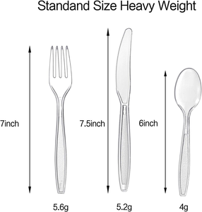 Ensemble de couverts en plastique, fourchettes, cuillères, couteaux jetables, argenterie lourde, sans danger pour les aliments, recyclable, PS, écologique - Product Image 3