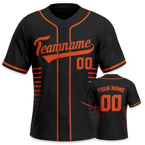 2025 tendance hommes Baseball Jersey noir Orange personnalisé Baseball Jersey 3D Sublimation personnalisé nom numéro équipe chemise hommes - Product Image 4