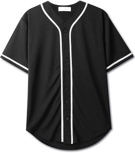 Maillot de baseball noir uni personnalisé maillot de baseball pour hommes à fines rayures blanches chemises boutonnées maillot de baseball Sports d'équipe actifs - Product Image 1