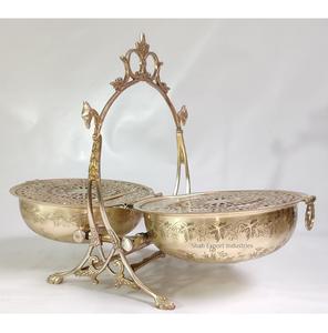 Elegante Caja de galletas de doble concha de latón, plato plegable para servir, caja de barril de galleta dorada, Caddy de galleta victoriano - Product Image 4