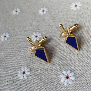 Freemasonry <b>Cufflinks</b> Blue Enamel Gold Plated Geometric Shield Design <b>Masonic</b> Accessories Custom Logo Formal Wear 2025 - Product Image 6