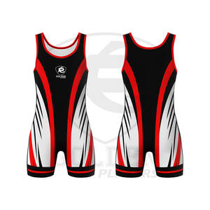 Singlets de lutte de couleur noir/blanc sublimés de marque à la mode de joueurs dorés Logo personnalisé OEM Singlets de lutte d'impression - Product Image 1
