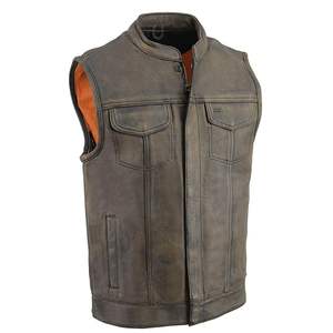 Gilet en cuir personnalisé pour motard, club de motards, en cuir de vache véritable, avec patchs, design prêt à l'emploi, unisexe, grandes tailles, hiver - Product Image 1