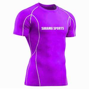 เสื้อยืดออกกำลังกายแขนสั้นระบายอากาศดีสำหรับขายส่ง พิมพ์ลายได้ตามต้องการ สำหรับกีฬา BJJ MMA แรชการ์ดผู้ชาย - Product Image 1