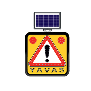 Panneau de signalisation routière solaire en aluminium 60 x 60 cm « SLOW » pour avertissement routier - Product Image 1