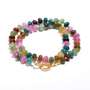 Venta caliente hermoso collar de turmalina múltiple anudado a mano cuentas de piedras preciosas regalo de bolos - Product Image 5