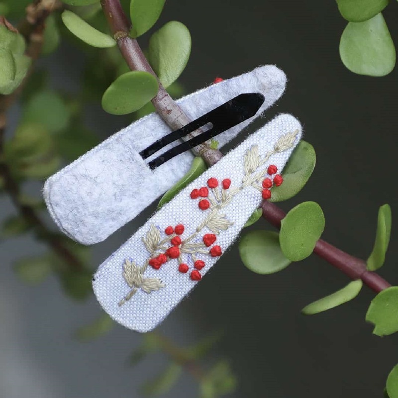 custom made embroidered hair clips with