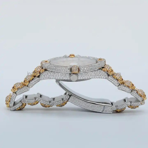 Reloj Mecánico de Lujo Personalizable con Diamantes Moissanite VVS, Estilo Hip Hop, de Acero Inoxidable y Oro Amarillo de 20 mm, con Cristal - Product Image 3