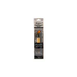 3 pennelli Set 2 rotondi 1 capelli sintetici piatti dritti in Nylon manico in plastica in bianco nero rosso per pittura ad acquerello - Product Image 1