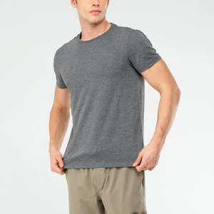 T-shirt pour homme gris à manches courtes, coupe classique, couleur unie, vêtement décontracté, col rond, tricoté, 100% coton, respirant - Product Image 5