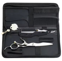 Kit de Peluquería Profesional: Tijeras de Corte de Pelo de Acero Inoxidable Rectas para Diestros, Ligeras, 32 Dientes, Punta Afilada, Mango de Acero, para Entresacar