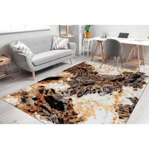 Tapis imprimé marbre orange : moderne, luxueux, décoration d'entrée personnalisée, tapis doux non tissé - Product Image 2